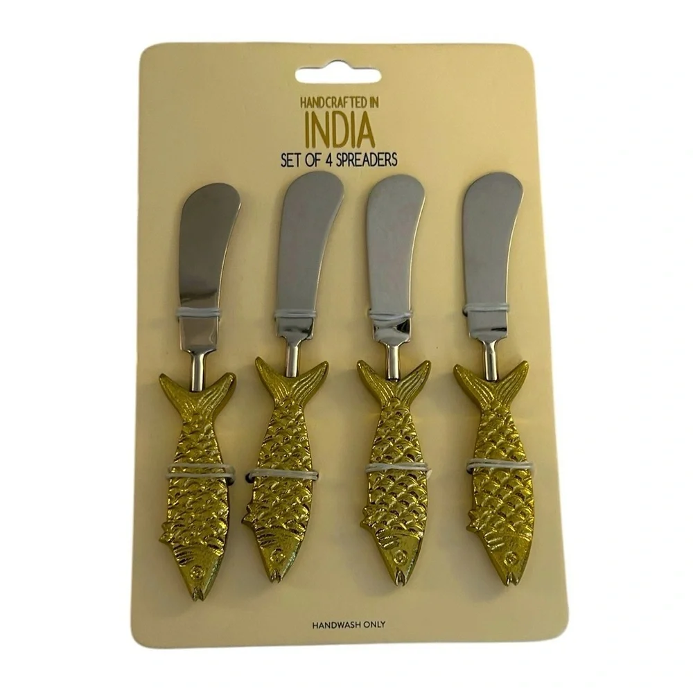 BKP‎ Designs Gold Fish Handle Spreaders Set of 4 New!